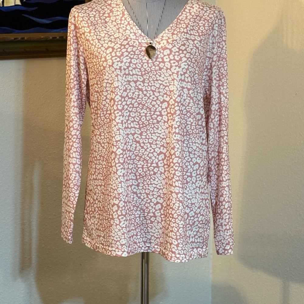 Pink and White Leopard Print Women's Top